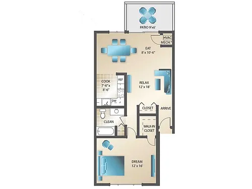 Floor plan 1BD Executive