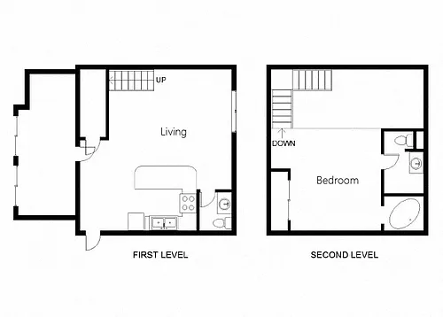 Floor plan 1 Bedroom 1.5 Bath