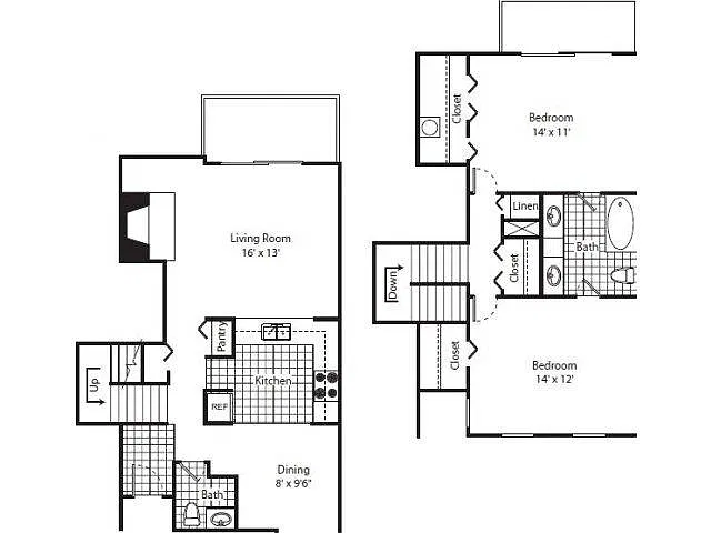 Floor plan 2 Bed 2 Bath