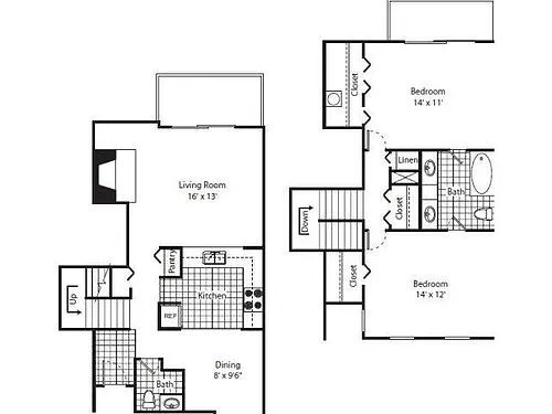 Floor plan 2 Bed 2 Bath