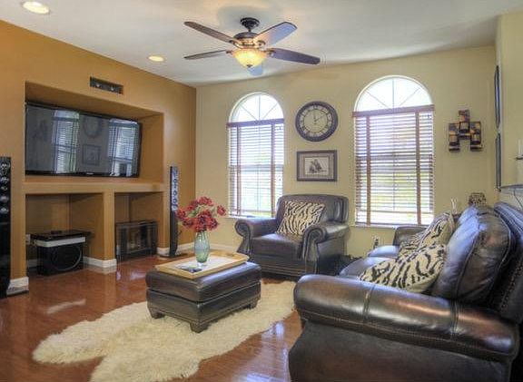 Living room w/ custom entertainment center