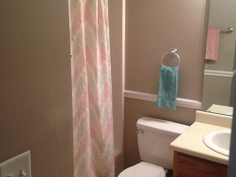 Main bathroom with tub /shower.