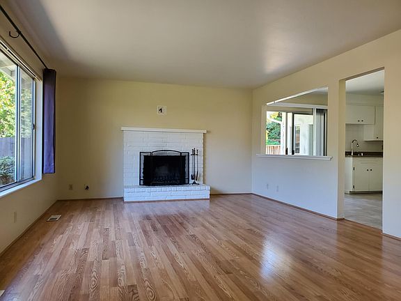 Living room with working fireplace