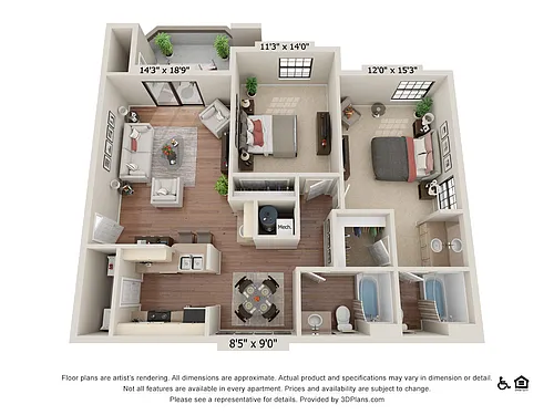 Floor plan 2x2BR1 T2-2x2
