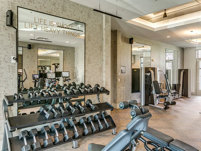 Fitness center with free weights