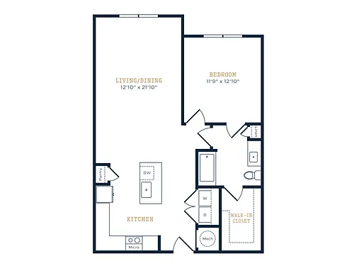Floor plan 1 Bed, 1 Bath A
