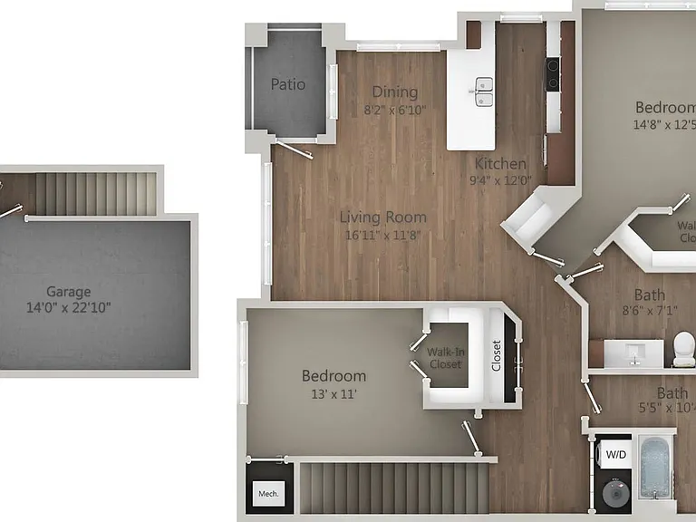 Floor Plan 2C | Drexel Ridge Apartments | Apartments in Oak Creek, WI Floor Plan 2C | Drexel Ridge Apartments | Apartments in Oak Creek, WI