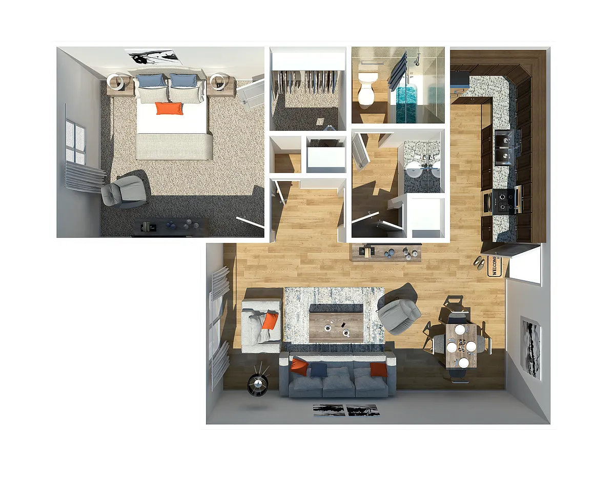 Floor plan One Bedroom One Bath