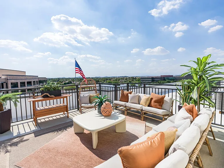 Take in expansive views from the rooftop terrace, perfect for relaxing, socializing, or soaking up the Arizona sun.