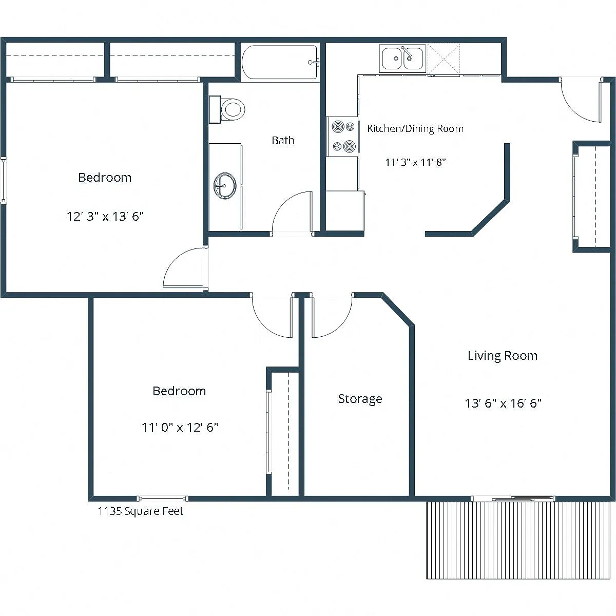 Floor plan Two Bedroom 21H