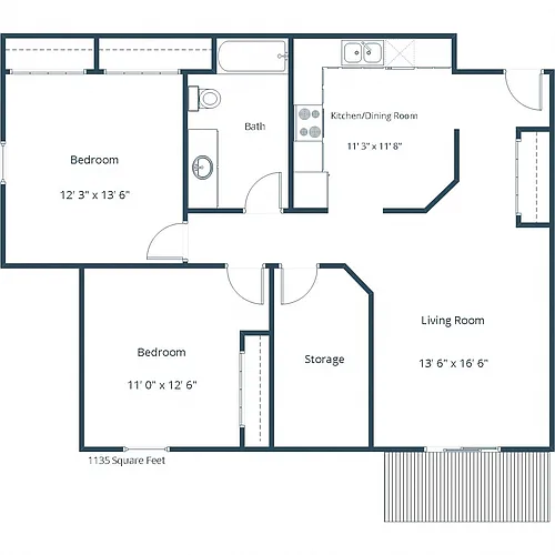 Floor plan Two Bedroom 21H