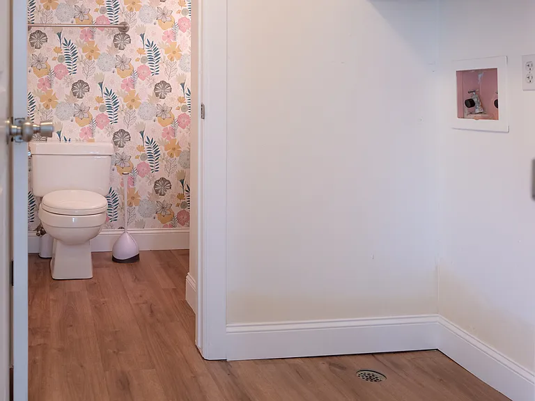 Main floor closet and bath