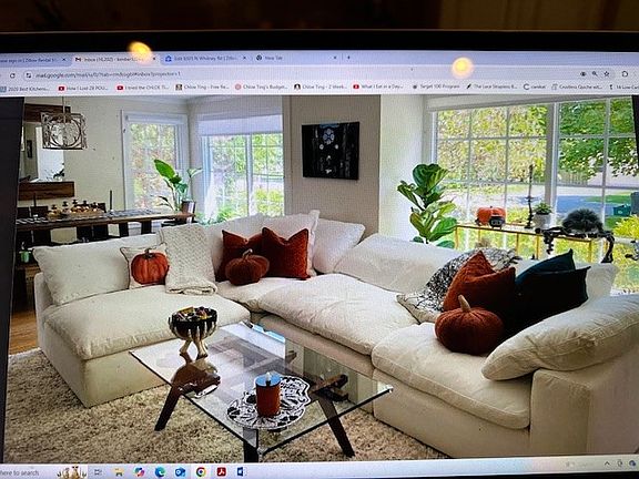 Front living room with dining area.