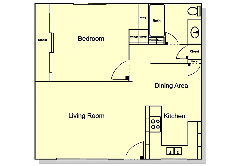 Floor plan 1 Bedroom, 1 Bath - Upstairs