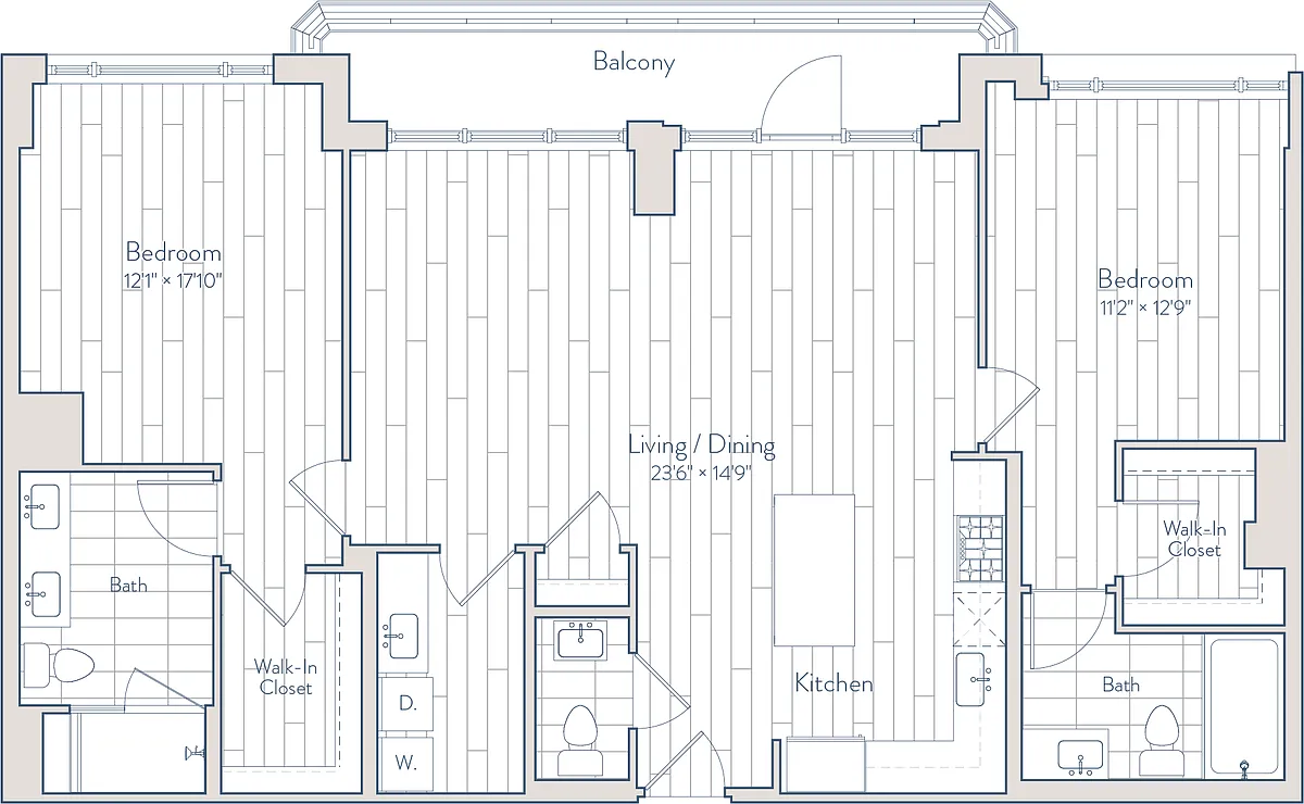 Floor plan 2 Bed/2.5 Bath-E28-b1