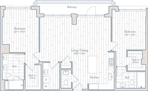 Floor plan 2 Bed/2.5 Bath-E28-b1