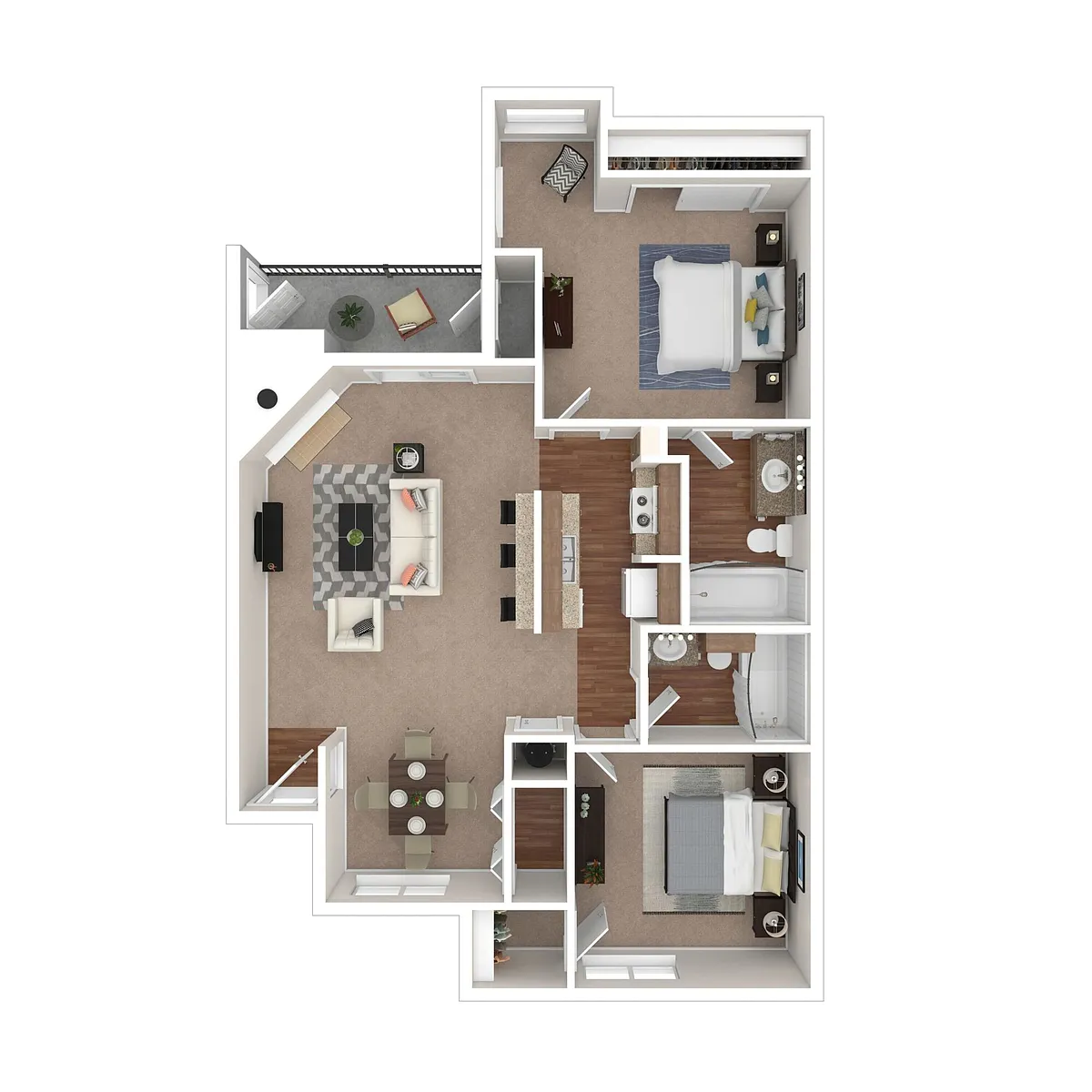 Floor plan Two Bedroom Two Bath