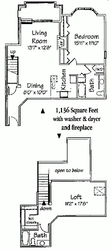 Floor plan Two Bedroom Two Bath Loft Cor.