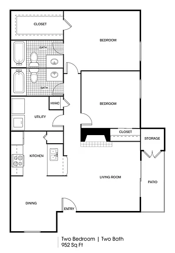 Floor plan 2 bedroom 2 bath