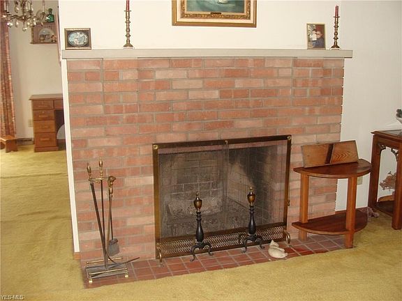 wood burning brick fireplace