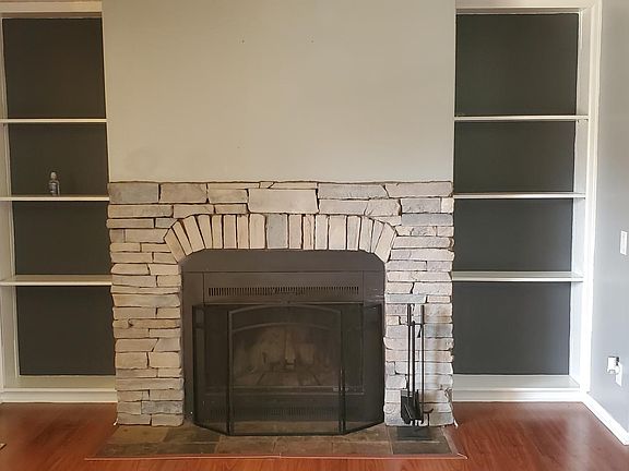 Natural wood burning fireplace