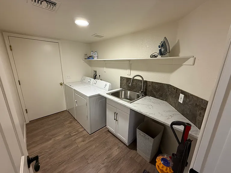 large laundry room with washer and dryer