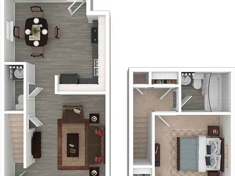 1 Bedroom, 1.5 Bathroom 1 Bedroom, 1.5 Bathroom