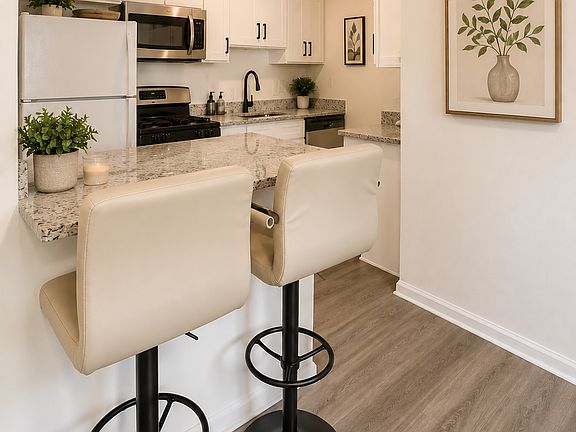 Modern minimalist kitchen with cozy ambiance