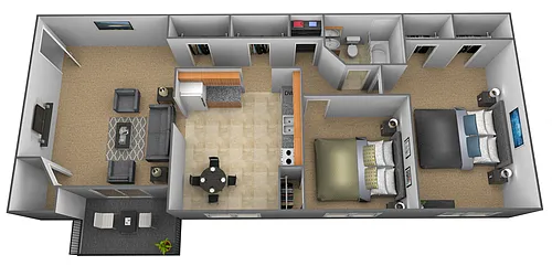 Floor plan 2 Bedroom 1 Bath