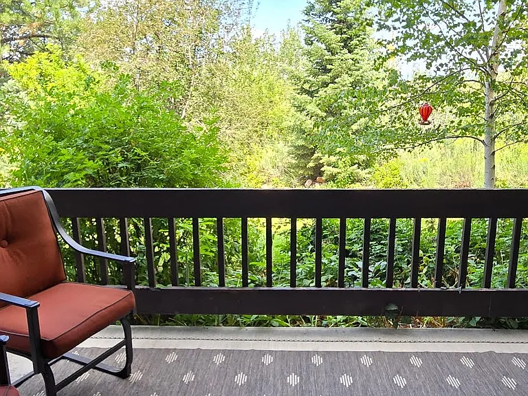 Private covered deck backing to landscaped open space. New thermal insulated sliding glass door (to keep the heat in and cold out) with screen