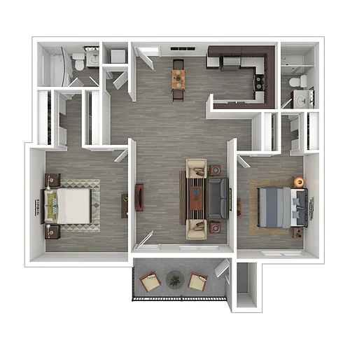 Floor plan FLEX - Two Bedroom/Two Bath - 965 sq ft