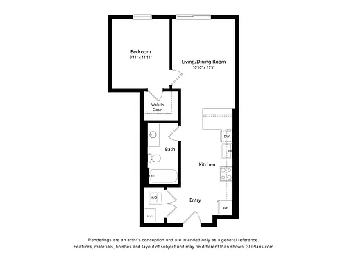 Floor plan 1 Bed 1 Bath Q