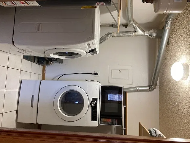 LG washer, dryer (with storage drawer under the units.). If either appliance needs repair in 1st 30 days of tenancy, Landlord is responsible. Thereafter, tenants are responsible to maintain.