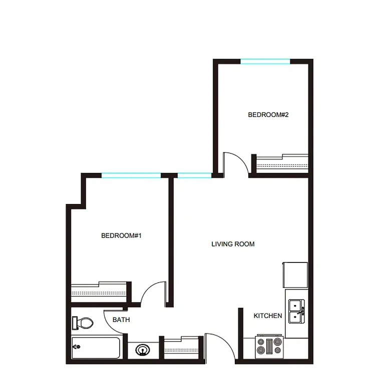 Floor plan 2 Bedroom 1 Bath