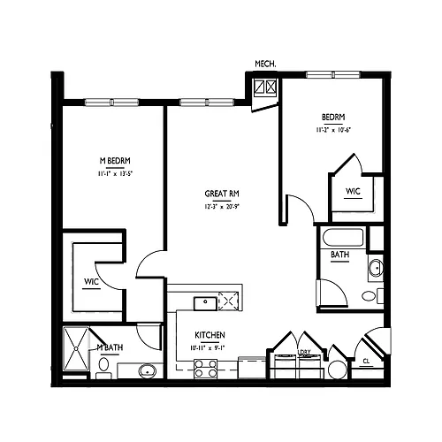 Floor plan 2 Bed/2 Bath-E ADAPT Phase I