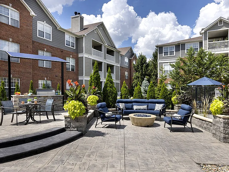 Outdoor fire pit and lounge space