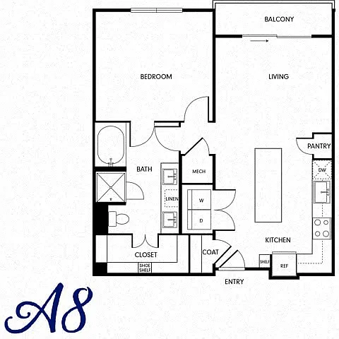 Floor plan One-Bedroom (A8)