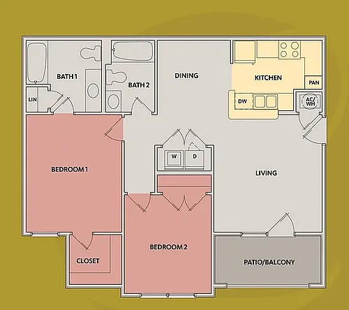 Floor plan 2 Bedroom Two Bathroom