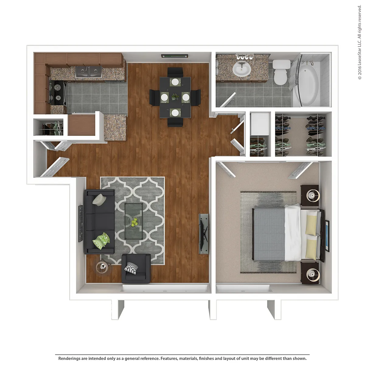 Floor plan Large 1 Bed 1 Bath