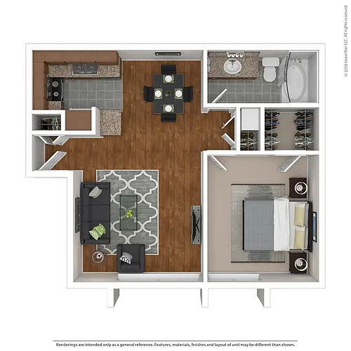 Floor plan Large 1 Bed 1 Bath