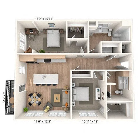 Floor plan B4 2x2 1207 SF