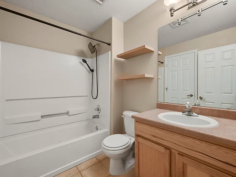Second bath: Jack-and Jill style access to second bed and hall.