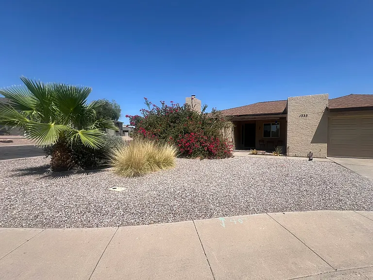 Front of house, 2 car garage