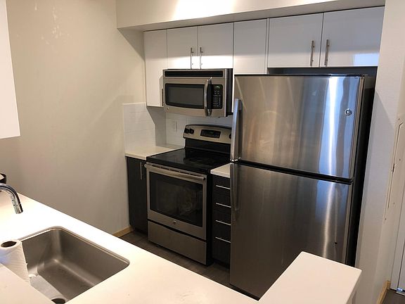 stainless steel appliances and quarts countertops
