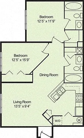 Floor plan Two Bedroom Two Bathroom 60%