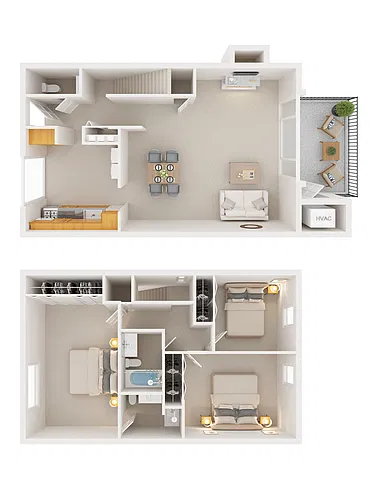 Floor plan Three Bedroom Townhome