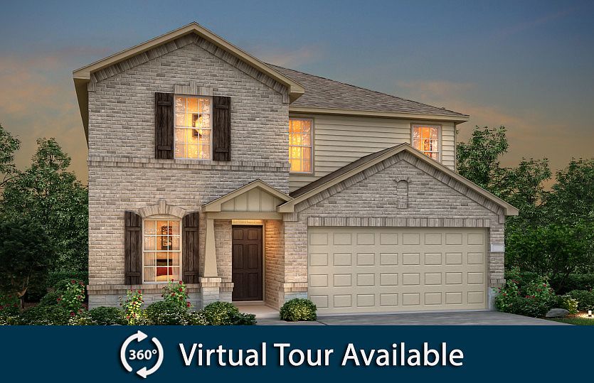 The Sandalwood, a two-story home with 2-car garage, shown with Home Exterior Q