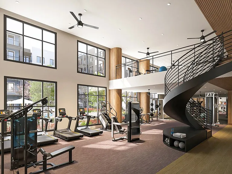 State-of-the-art two-level fitness center (Rendering)