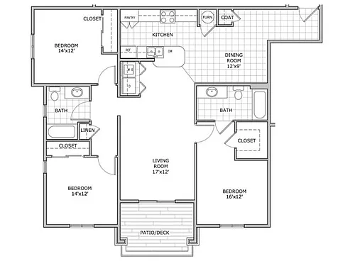 Floor plan 3 Bed Furnished - Sheryl