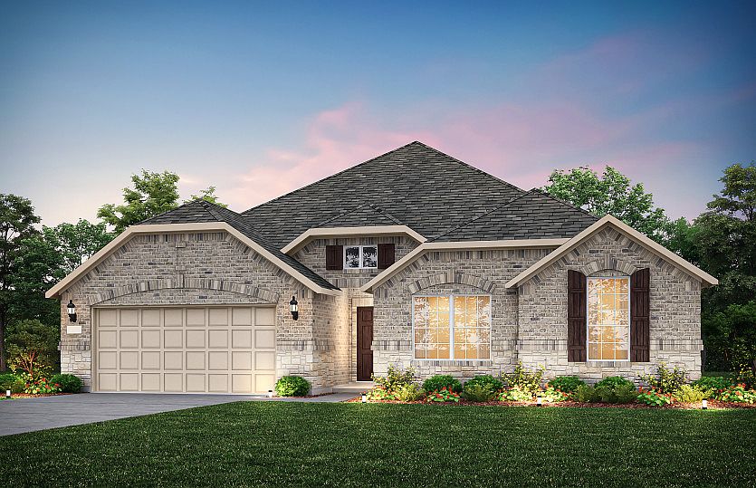 The Northlake, a one-story home with 2-car garage, shown as Home Exterior C Model representation